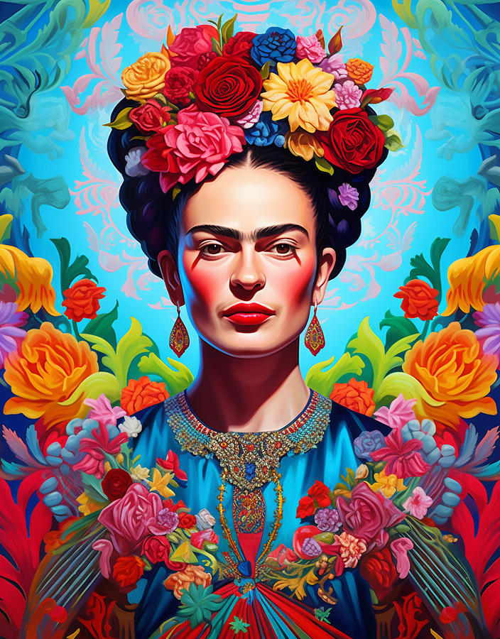 Frida Kahlo vibrant by Asar Studios #2 Painting by Celestial Images ...