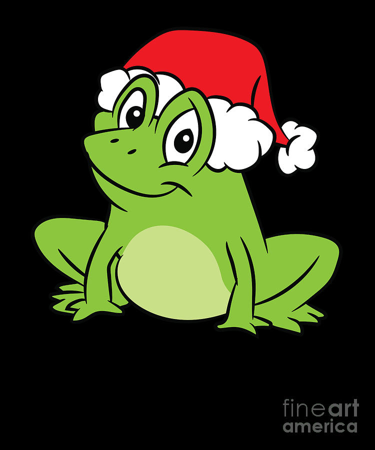 Frog With Santa Hat Funny Frogs Merry Christmas Frog Digital Art by EQ