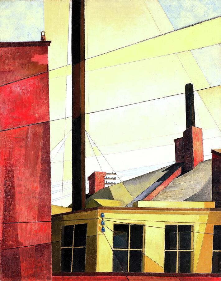 From the Garden of the Chateau - City rooftops Painting by Charles Demuth