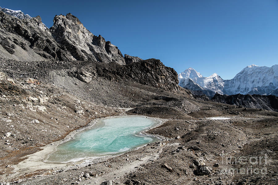 Frozen lake at the top of the Kongma La pass, liking the Chukung #2 Photograph by Didier Marti