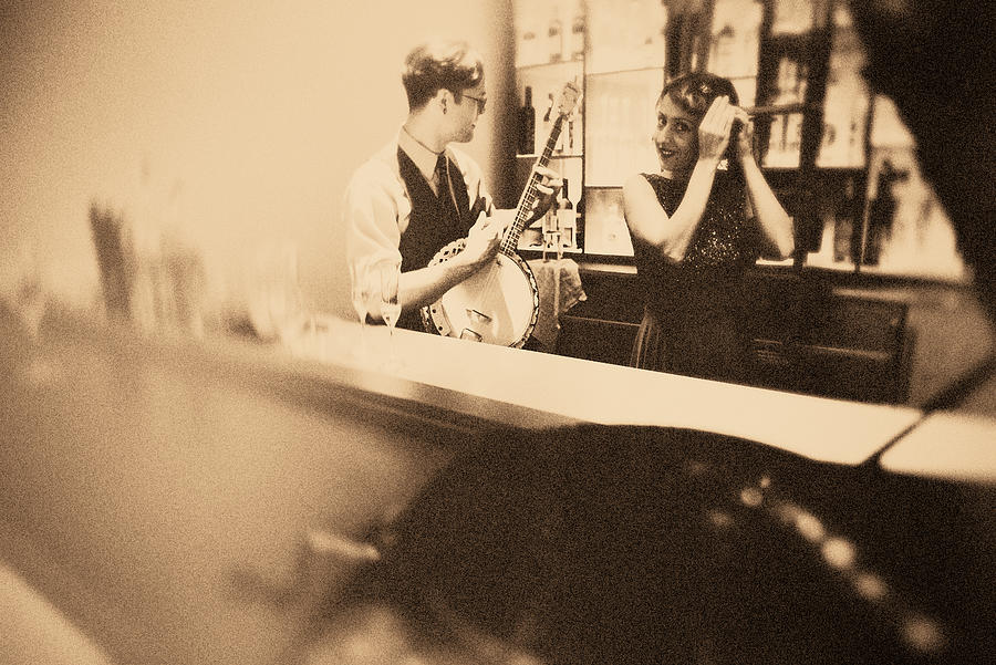 Fun with the banjo player in the bar!!! #2 Photograph by Suteishi