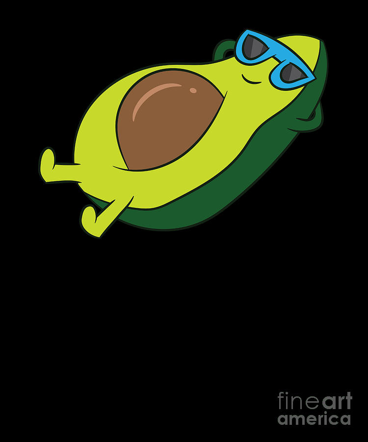 Funny Avocado With Sunglasses Vegetable Relaxing Avocado Digital Art by ...