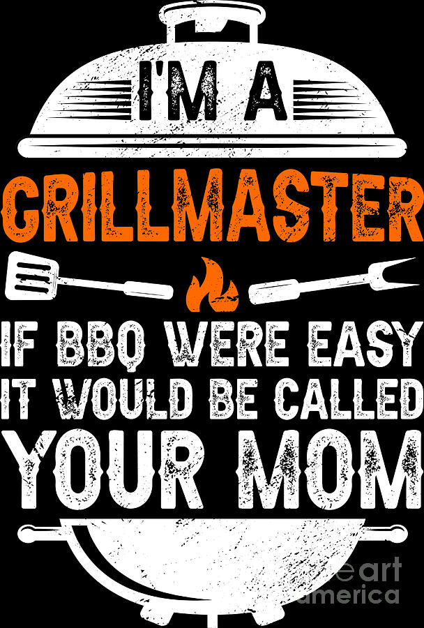 Funny Barbeque Grillmaster Grilling Meat BBQ Smoker Griller Digital Art ...