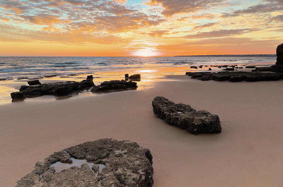 Gale Beach at Sunset. In Algarve #2 Photograph by Angelo DeVal