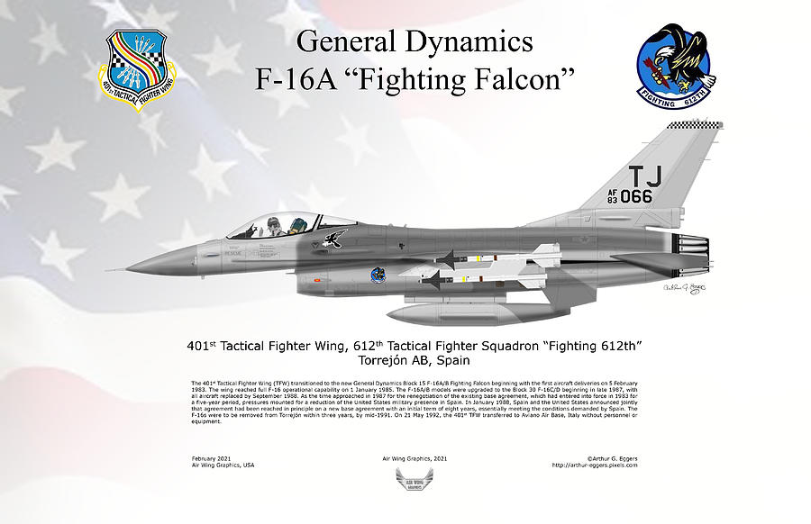General Dynamics F-16A Fighting Falcon 612TFS #2 Digital Art by Arthur Eggers