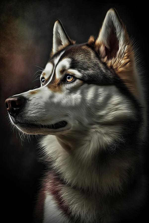 Generative AI illustration studio portrait style image of Huskie ...