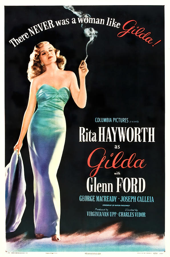 Gilda, with Rita Hayworth and Glenn Ford, 1946 Mixed Media by Movie World Posters