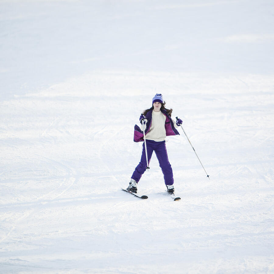 Girl at the Bunny slope at the Ski Resort #2 Photograph by Alex Potemkin