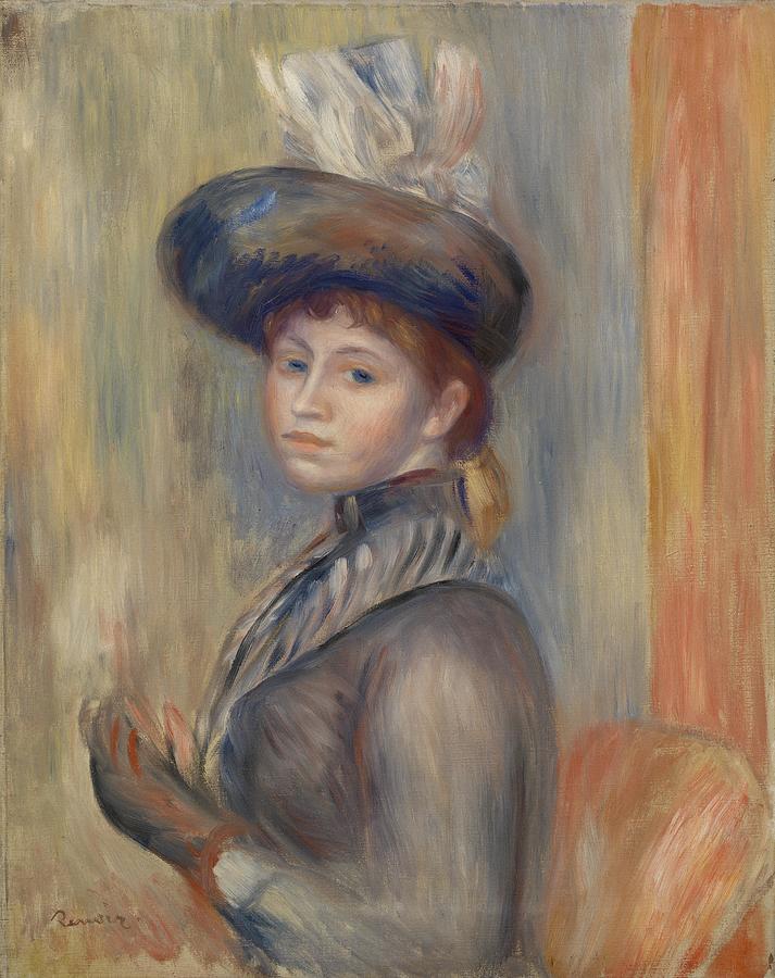 Girl in Gray-Blue Painting by Pierre-Auguste Renoir - Pixels