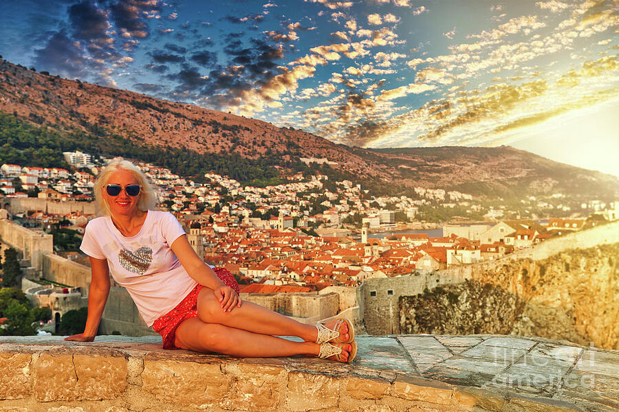 girl on top of Dubrovnik city of Croatia #2 Digital Art by Benny Marty girl on top of Dubrovnik city of Croatia #2 Digital Art by Benny Marty