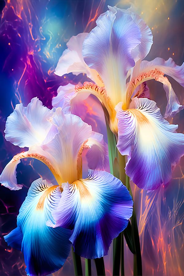 Glowing Irises 2a Photograph by Lilia S
