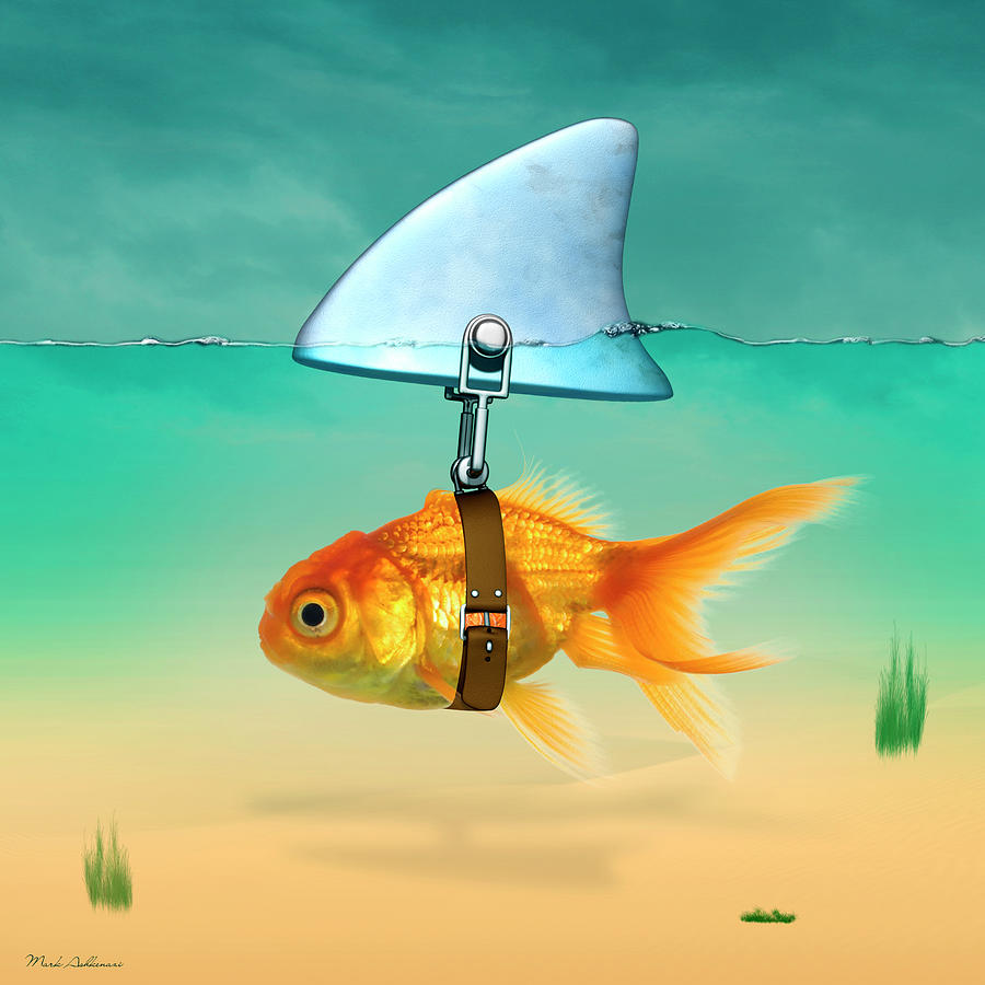 Animal Mixed Media - Gold Fish #1 by Mark Ashkenazi