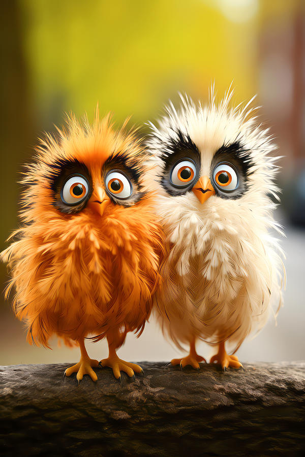 2 Googly Eyed Birds Digital Art by Wes and Dotty Weber