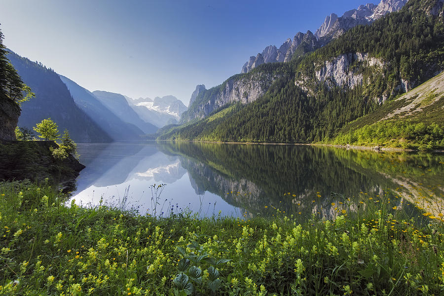 Gosausee with Glacier Dachstein in back - Nature Reserve Austria #2 Photograph by DieterMeyrl