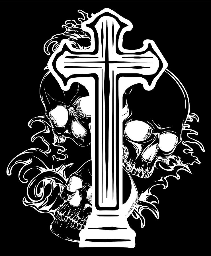 Gothic coat of arms with skull and Rosary, grunge vintage Digital Art ...