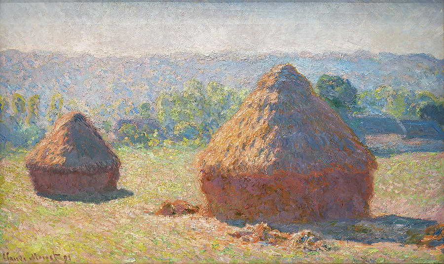 Claude Monet Painting - Monet- Grainstacks End of Summer, Morning Effect by Claude Monet