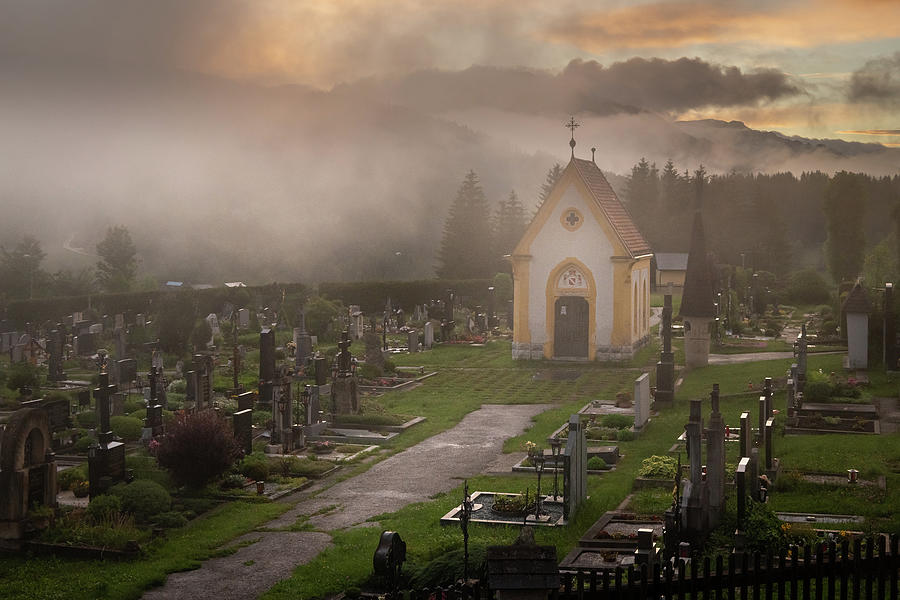 Graveyard Of Mariazell On A Cloudy Evening In Summer Photograph