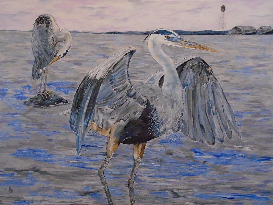 Great Blue Heron #2 Painting by Georgia Donovan