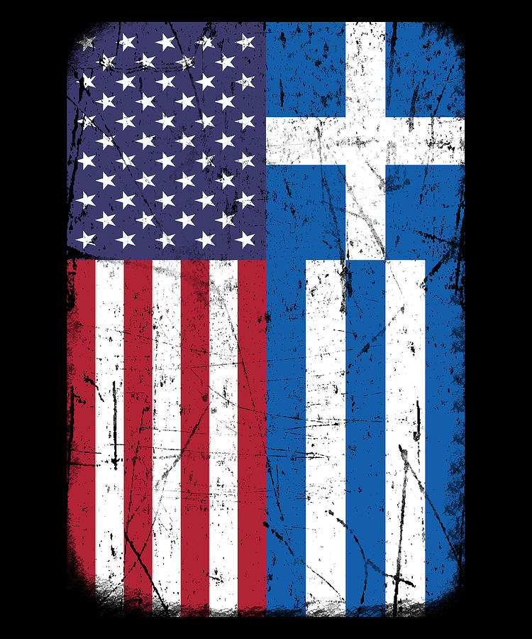 Greek American Flag Greece Usa Apparel Digital Art By Michael S Pixels