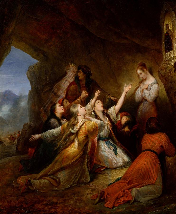 Greek Painting - Greek Women Imploring at the Virgin of Assistance #2 by Ary Scheffer