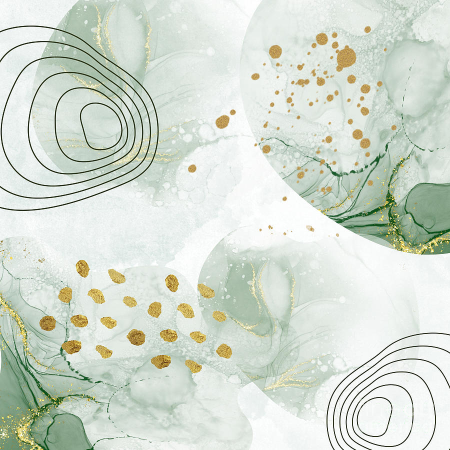 Green and Gold Abstract with popular Boho elements background #2 Photograph by Milleflore Images