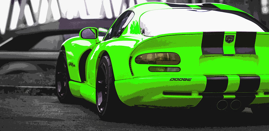 Viper Digital Art - Green Dodge Viper GTS #2 by Thespeedart