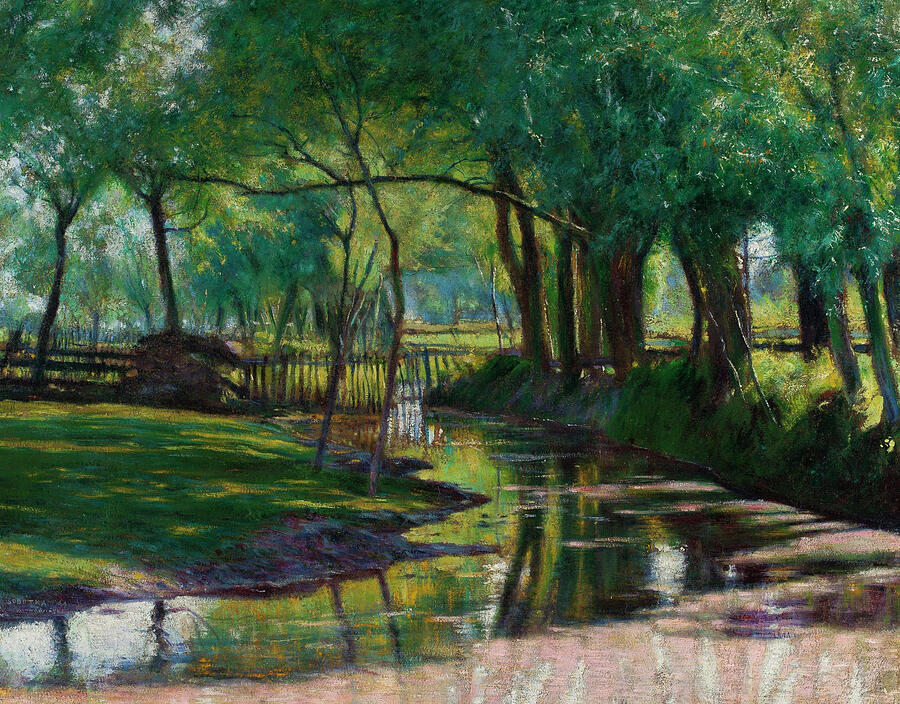 Green Landscape with a Stream, from 1891 Painting by Wladyslaw Podkowinski