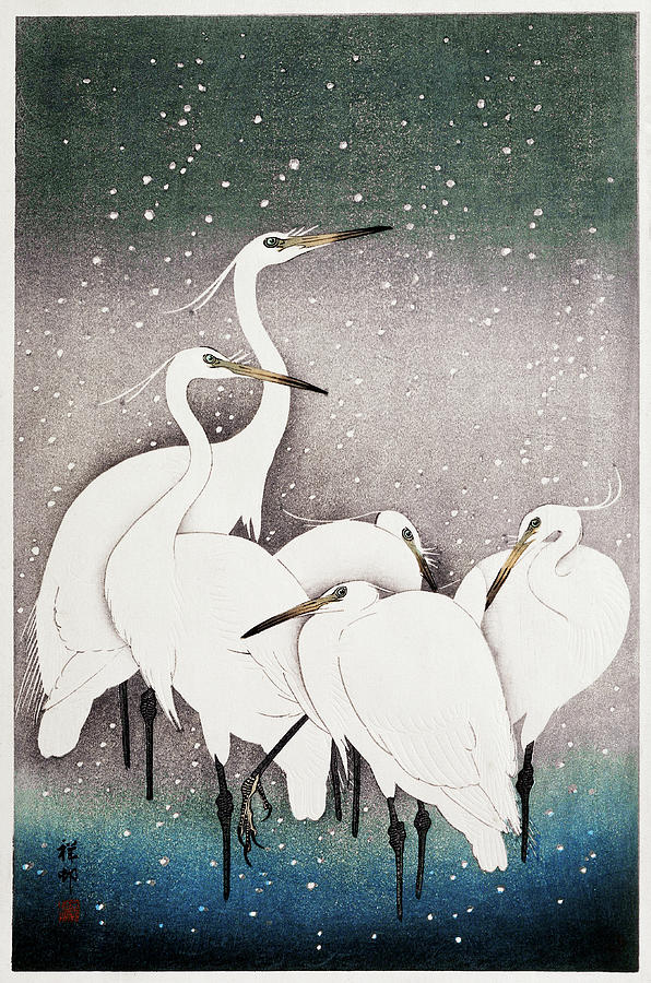 Group of Egrets  #2 Mixed Media by World Art Collective