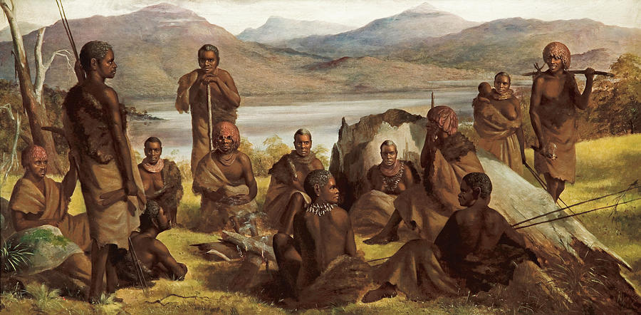 Mountain Painting - Group Of Natives Of Tasmania #2 by Mountain Dreams
