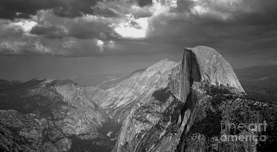 Half Dome Black White Yosemite  #2 Photograph by Chuck Kuhn