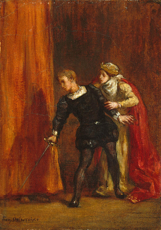 Hamlet and His Mother #3 Painting by Eugene Delacroix