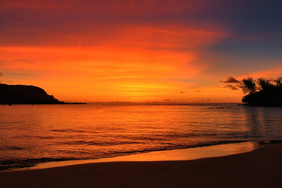 Hanalei Bay Sunset Reflections Photograph by Stephen Vecchiotti