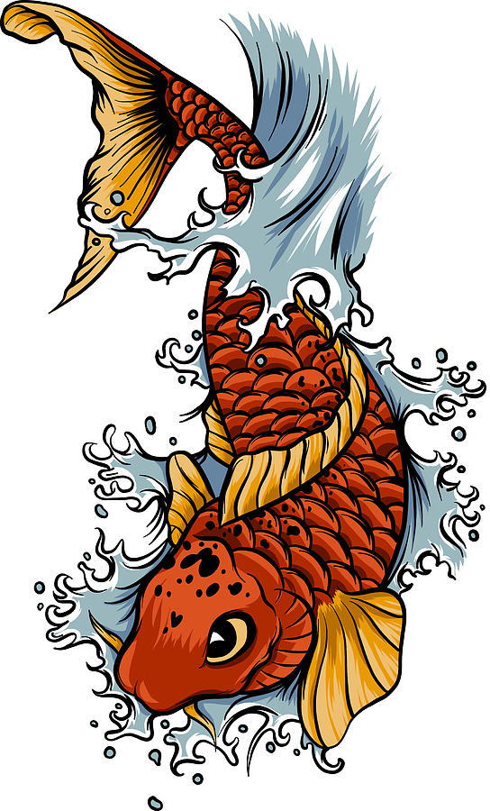 Vector Illustration Japanese Koi Fish Tattoo Stock Vector Royalty Free  1499710538  Shutterstock