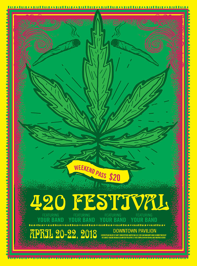 Happy 420 Festival design poster template #2 Drawing by JDawnInk