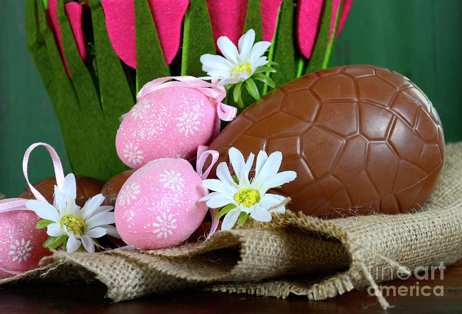 Happy Easter green background #2 Photograph by Milleflore Images