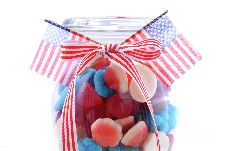 Happy Fourth of July Candy Jar. #2 Photograph by Milleflore Images