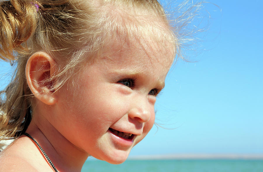 Happy Little Girl On Beach #2 Photograph by Mikhail Kokhanchikov