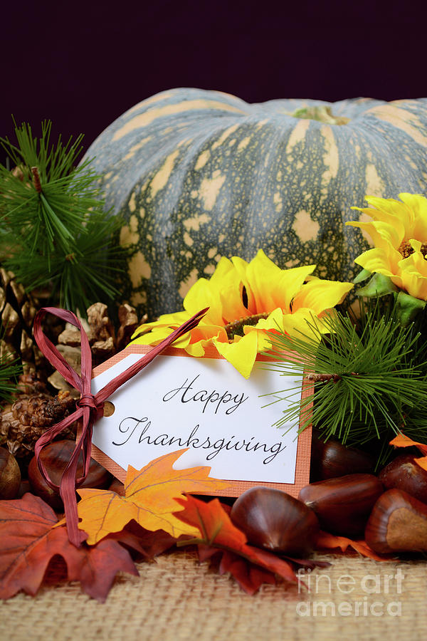Happy Thanksgiving Pumpkin in Rustic Setting. #2 Photograph by ...