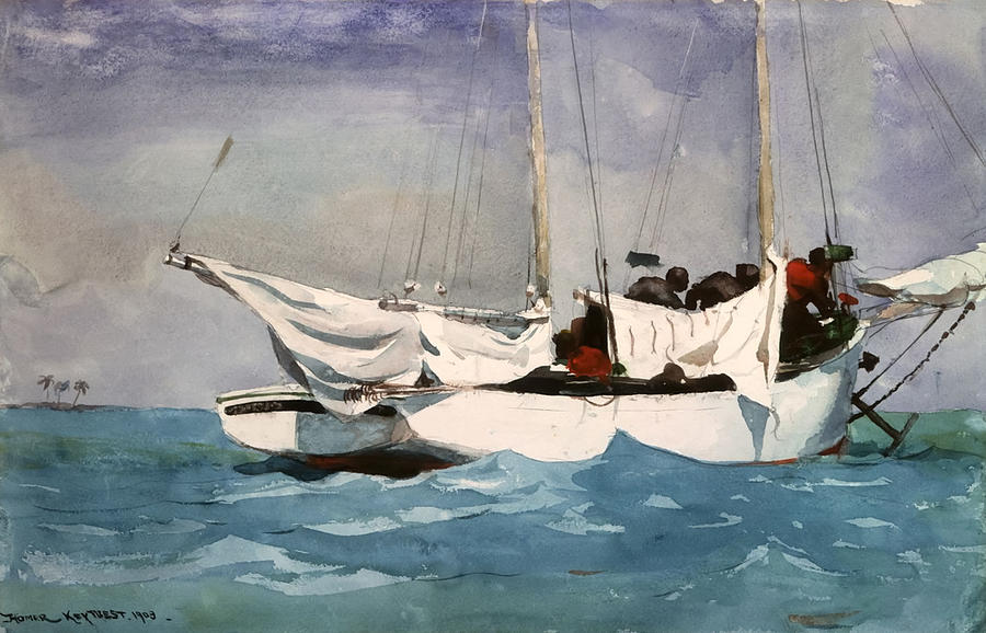 Hauling Anchor By Winslow Homer Painting