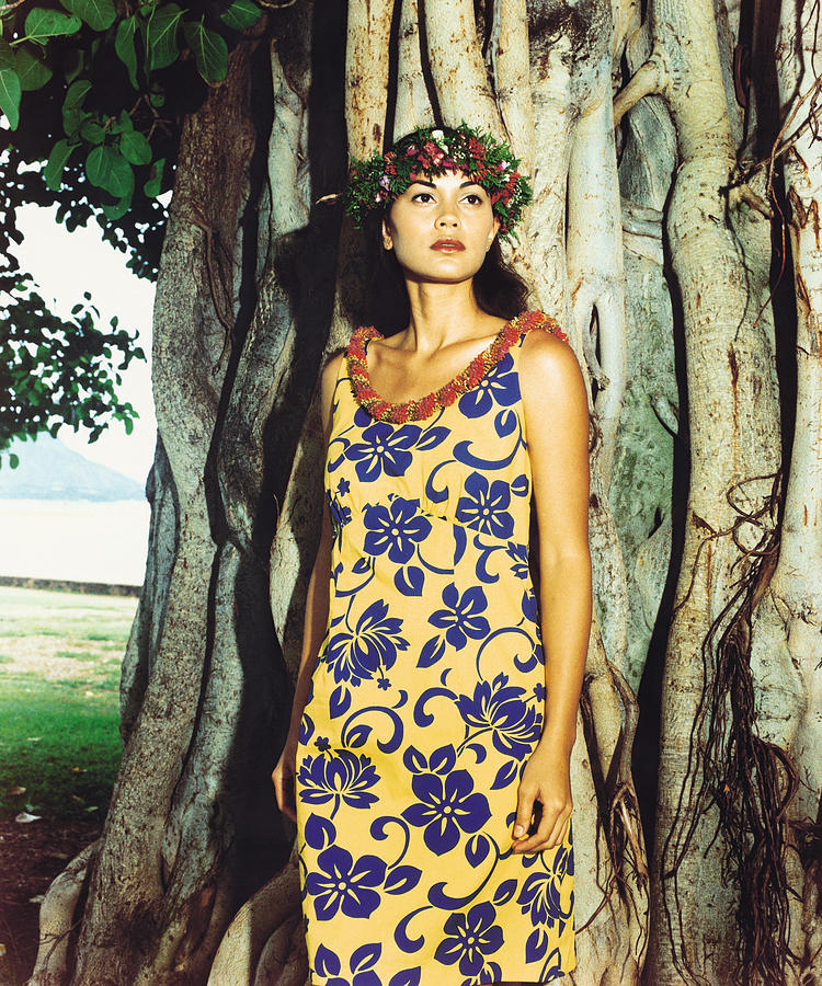 Hawaiian female wearing traditional hula attire. #2 Photograph by Dex Image
