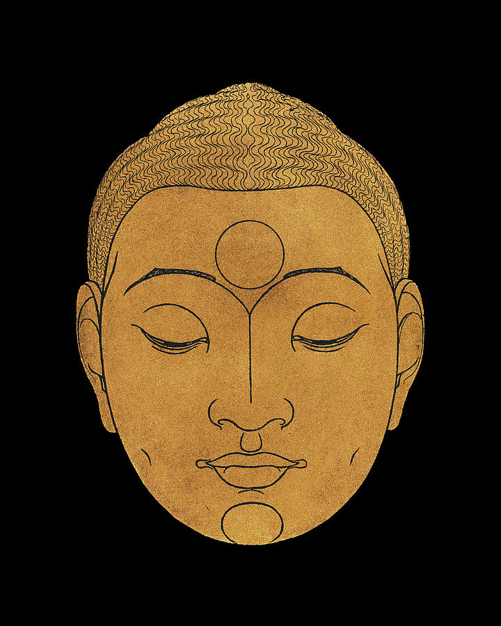 Buddha Drawing - Head of Buddha by Reijer Stolk by Mango Art