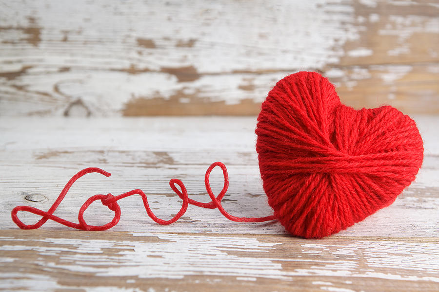 Heart-shaped ball of yarn, with words of love thread #2 Photograph by Nambitomo