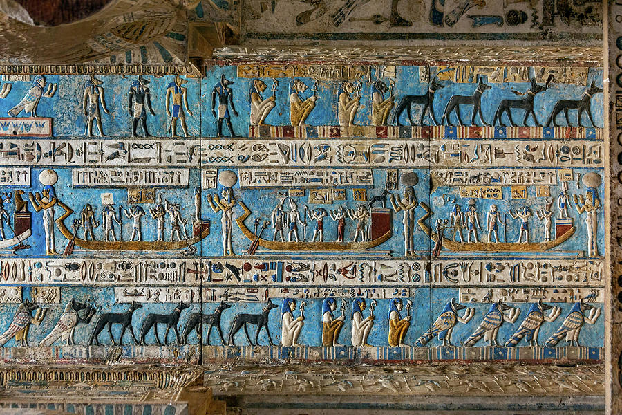 Hieroglyphic carvings in ancient egyptian temple #2 Painting by Mikhail Kokhanchikov