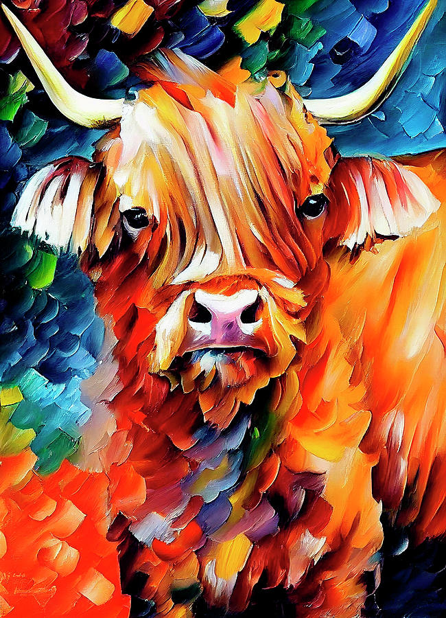 Highland Cow Painting Digital Art