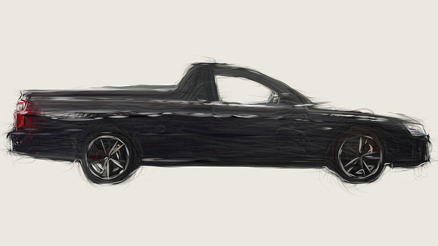 Holden Ute SS Thunder Car Drawing #2 Digital Art by CarsToon Concept