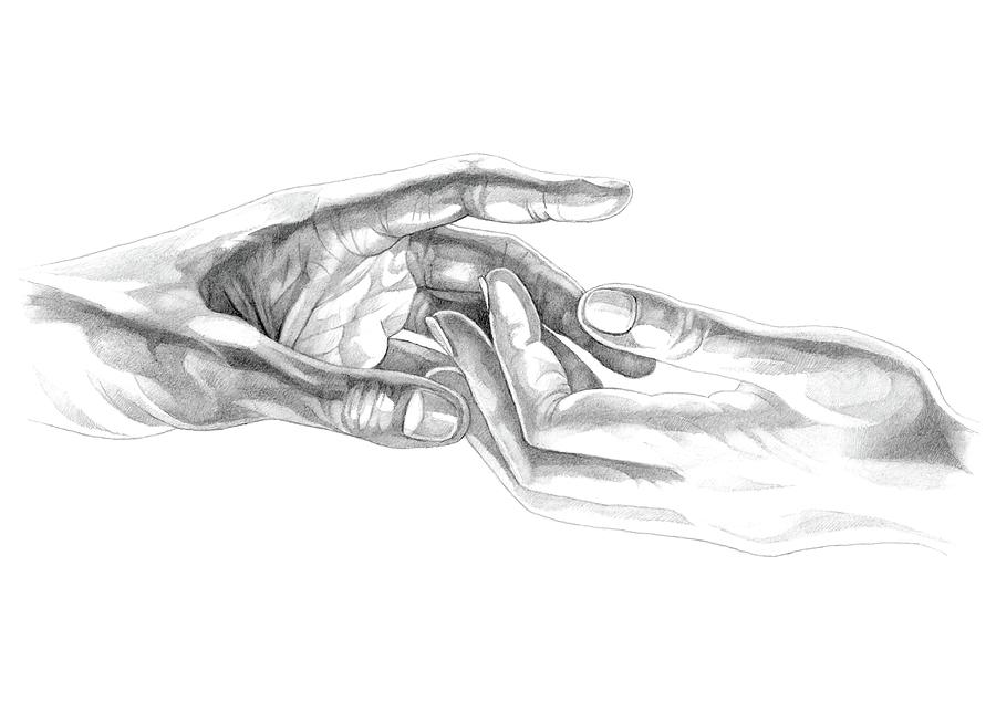 drawing reaching hands