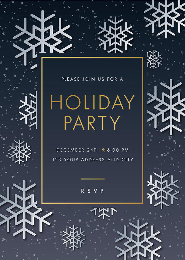 Holiday Party invitation with Snowflake #2 Drawing by Discan