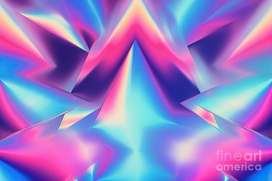 Abstract Painting - Holographic neon background. Wallpaper #2 by N Akkash