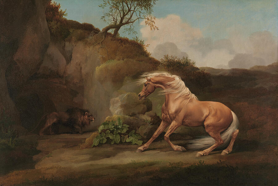 Horse Frightened by a Lion, from 1762-1768 Painting by George Stubbs