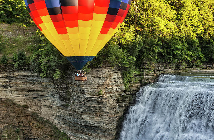Hot Air Ballooning Over The Middle Falls At Letchworth State Par #2 Photograph by Jim Vallee